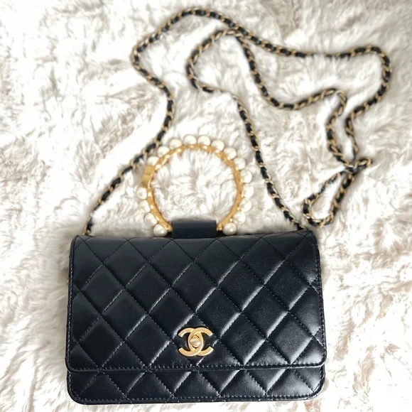Chanel Quilted Lambskin Pearl Crown Clutch On Chain - Picture 9 of 16